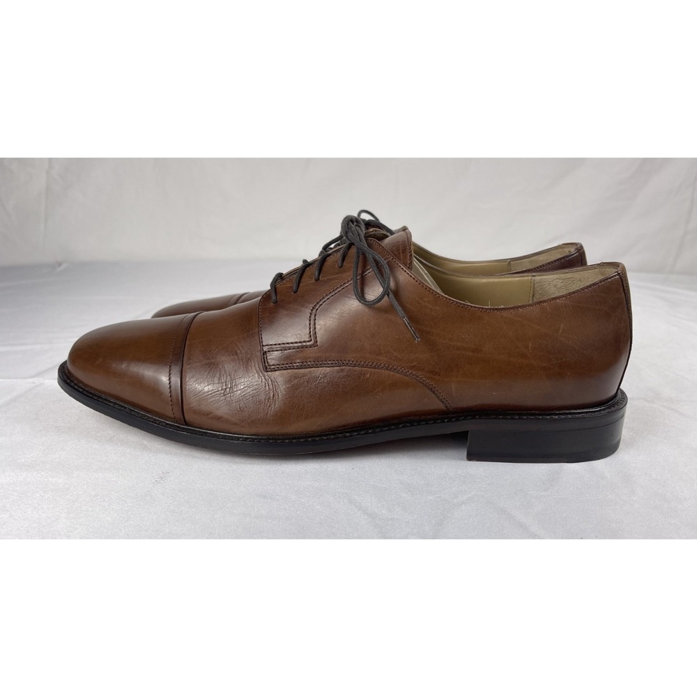 J MURPHY JOHNTON & MURPHY MENS 11.5 BROWN LEATHER CAP TOE OXFORD DRESS SHOES LAC